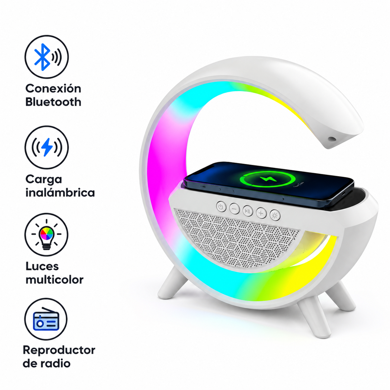 GTS-1222 Parlante Bluetooth Portátil 6.5” con Luces RGB y Radio FM