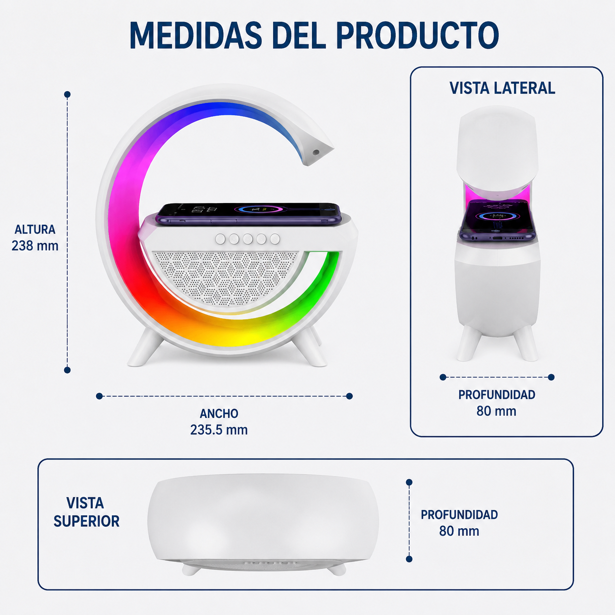 GTS-1222 Parlante Bluetooth Portátil 6.5” con Luces RGB y Radio FM