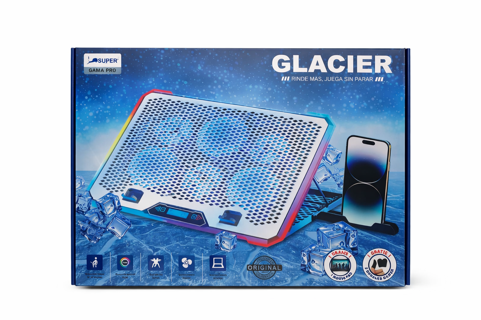 Cooler Gamer para Laptop 6 Ventiladores RGB