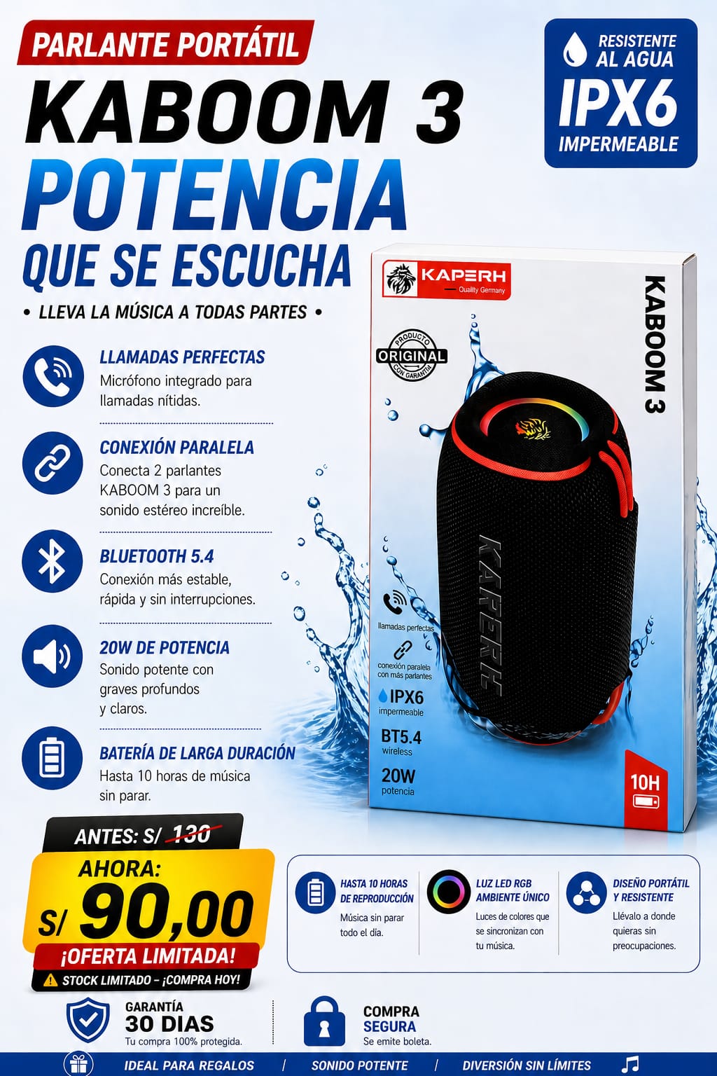 Parlante Bluetooth Pro 20W